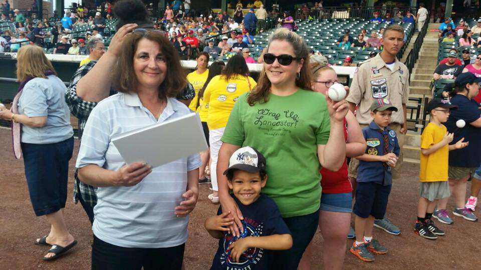 Angelia Reed getting ready to throw the first pitch of the Lancaster Barnstormers June 24, 2016 game.