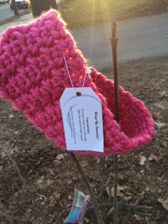 A pink cowl ready to to taken.