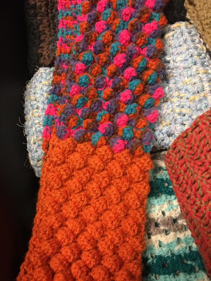 Scarves for January's scarf-bombing by WUP.